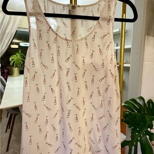Joie Silk Pink and Black Champagne Print Sleeveless Top